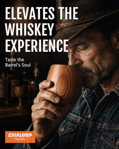 Gaialoop Charred Wooden Bourbon Drinking Glass Gift Set for Men, Handcrafted Wood Whiskey Cup with Whiskey Stones & Ice Ball, Artisan Smoke Whiskey Tumbler, Unique Bourbon Gifts for Men, Dad, Husband - Thumbnail 2