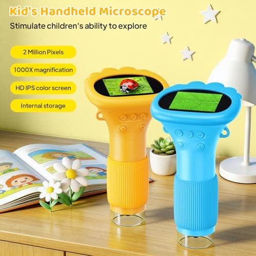 Kids Microscope - Ashfly 1000X Portable Microscope for Kids, Photo & Video Miniscope Pocket Microscope Gifts, 2'' Digital Screen | Ideal Easter Gifts 2026 for Boys Girls Age 3-12 - Thumbnail 4