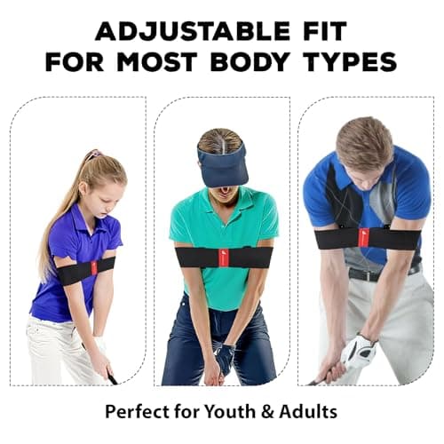 Josongslax Golf Swing Trainer Aid, Adjustable Elastic Swing Correcting Arm Band, Golf Practice Accessories to Fix Chicken Wing, Golf Training Equipment Gifts for Golfers, Beginners and Players - Thumbnail 2