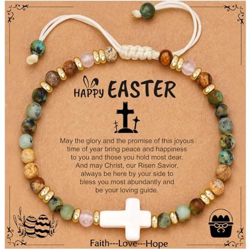 GLEZZA Christian Cross Bracelet for Women,Religious Faith Jewelry - Baptism Easter First Communion Confirmation Gifts (01.Easter) - Image 1