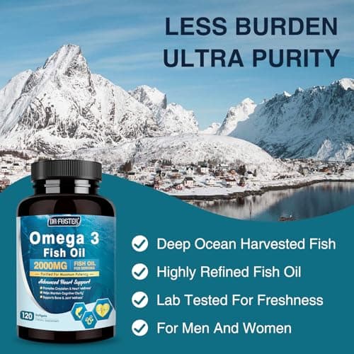 DRFOSTER Omega-3 Fish Oil 2000mg, High Content 1400mg Omega-3 with EPA & DHA, Easy-to-Swallow Softgels, Suppoets Heart, Brain, Immune Health, Non-GMO, 120 Softgels - Thumbnail 6