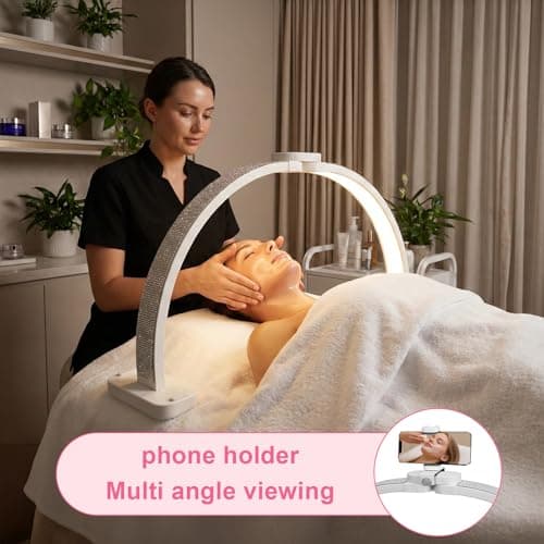 obcd Half Moon Light for Nail Desk 31" Foldable LED Nail Desk Lamp with Phone Holder, Professional Nail Tech Light for Manicure & Beauty Studio - Thumbnail 6