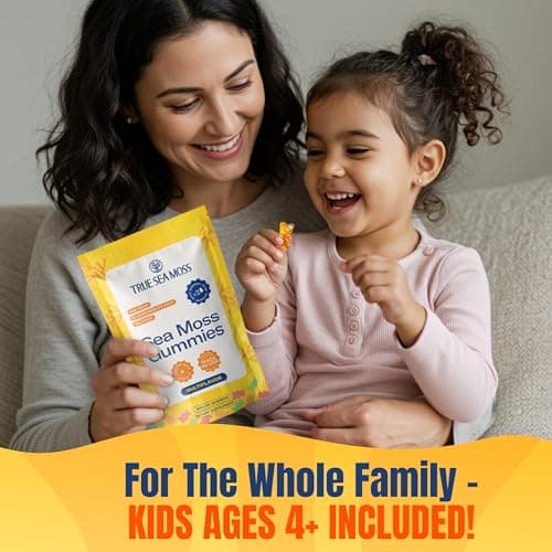 TrueSeaMoss Sea Moss Gummies with Bladderwrack & Burdock Root – Vegan Formula for Adults & Kids – Fruity Flavor – 60 Gummies (Pouch May Vary) - Thumbnail 6