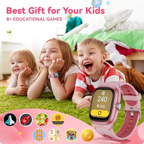 Smart Watch for Kids with Heart Rate Sleep Monitor, Games/Alarm/IP68 Waterproof Smart Watch for Boys Girls, Step Calorie Pedometer Activity Tracker, Kids Fitness Watch Birthday Gifts for Aged 4-16 - Thumbnail 5