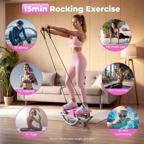 Rock Stepper,Rocking Stepper with Resistance Bands, 3D Side-to-Side Motion Mini Stepper for Women Home Workout, Low Impact Lateral Step Machine with Non-Slip Mat and Digital Counter, 250lbs Capacity - Thumbnail 3
