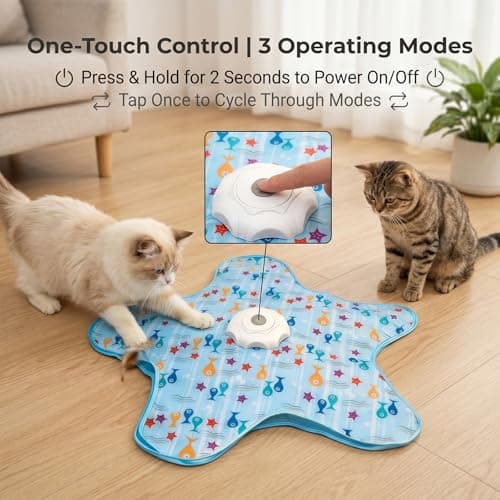 EGBULL Automatic Cat Toy Interactive Hide and Seek Cat Toy Electric Cat Toy with Feather Wand Mouse Sounds Touch Activated USB Rechargeable Kitten Toys for Indoor Cats Self Play Hunting Exercise - Thumbnail 3