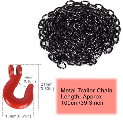 High-Simulation Metal Tow Hook + 100cm Chain Kit for 1/10 Scale RC Crawlers – Compatible with Traxxas TRX4, Axial SCX10 Series – Off-Road Recovery & Realistic Upgrade - Thumbnail 2