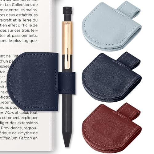SESENSE Magnetic Pen Holder for Notebook - 3 Pcs Leather Magnetic Bookmarks Holder for Reading Women, Book Lover Gifts for Bookish, Standard Size - Image 1