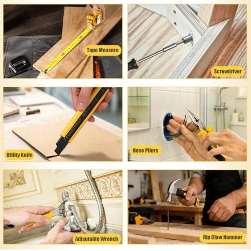Sundpey Home Tool Kit with Drill - 166-Piece General Basic Home Repair Tool Set with 12V Cordless Power Drill & Battery & Charger & Portable Tool Box for Garden Office House Apartment Repair Men Women - Thumbnail 6