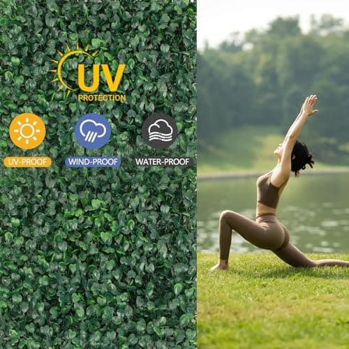 XUESON Artificial Boxwood Panels - 10x10 Inch Realistic Lush Green Wall Decor for Indoor & Outdoor Spaces - Weatherproof, UV Resistant, Tiles with Easy Installation(12PCS) - Thumbnail 4