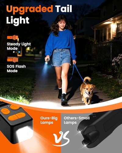 4X Ultrasonic Dog Bark Deterrent Devices, Anti Barking Device for Dogs with 10 Modes, 45FT Range, Rechargeable & Safe Bark Control for Indoor/Outdoor Use (Black+Orange) - Thumbnail 6