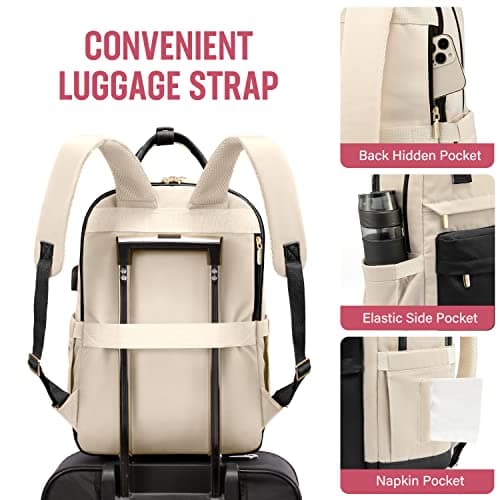 LOVEVOOK Travel Laptop Backpack Women Anti-theft Laptop Bag with USB Port Waterproof Computer Backpack for Nurse College Work - Thumbnail 3