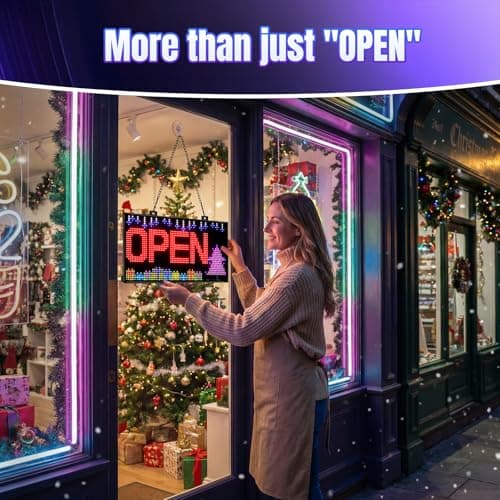 Programmable LED Open Sign,Support for Multiple Open Dynamic and Static Effects,App Control, for Business Window Glass Cafes Bar - Thumbnail 5