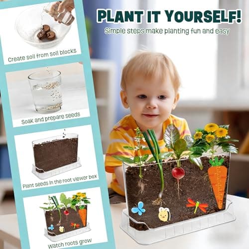 Root Viewer Kit for Kids - Science STEM Toys with Fun Stickers & Storybook, Craft Planting Kits for Ages 4-12, Birthday Gifts for Girls & Boys 4 5 6 7 8 9 10 Year Old(A Size) - Thumbnail 5