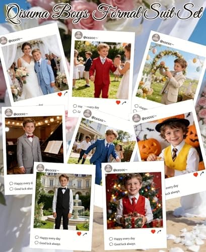 Boys Suit Size 8 Light Grey Kids Wedding Outfit for Toddler Formal Suit Set Easter Oufit Teenage Homecoming with Dress Shirt and Tie - Thumbnail 6