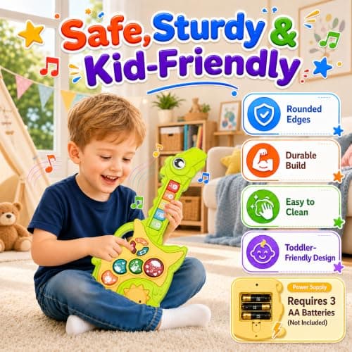 Toys for 1-3Year Old Boy Gift,2-in-1 Electric Guitars,12-18 Month with Spanish Animal Sound and Light Dinosaur Musical Guitar Piano Toys,Learning Educational Gift for Toddlers - Thumbnail 5