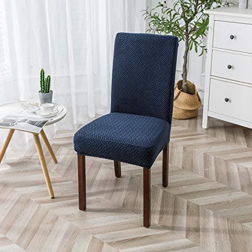 Genina Chair Covers for Dining Room Chair Covers Dining Chair Slipcovers Stretch Kitchen Parsons Chair Cover (Navy Blue, 6 PCS) - Thumbnail 2