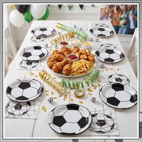 NatNarr 50 Pcs Soccer Plates and Napkins Party Decorations, 7inch Disposable Birthday Party Supplies Soccer Party Favors Sports Plates and Napkins for Sports Theme Birthday Baby Shower - Thumbnail 5