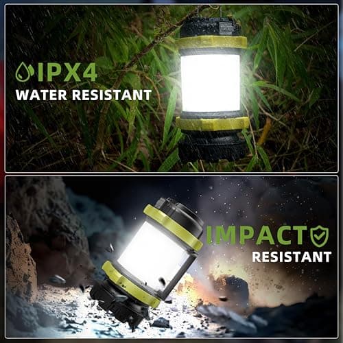 Alpswolf Camping Lantern Rechargeable, 4000mAh Camping Flashlight 6 Modes LED Lantern Portable Rechargeable Lanterns for Power Outage, Emergencies Light for Hiking, Green, 2 Packs - Thumbnail 3