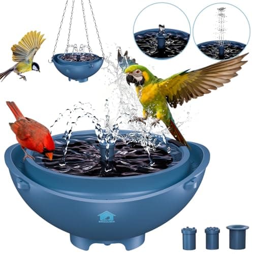 BROAIMX Solar Powered Bird Bath Fountain with Built-in Lithium Battery, 3 Nozzles for Garden, Automatic Low-Water Protection, Gift for Bird Lovers (Deep Blue) - Image 1