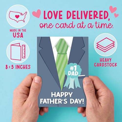 Hadley Designs Happy Father's Day Card from Son or Daughter - Fathers Day Cards from Kids, Fathers Day Card for Son Husband Brother Uncle Son-in-law or Father-in Law - Thumbnail 3