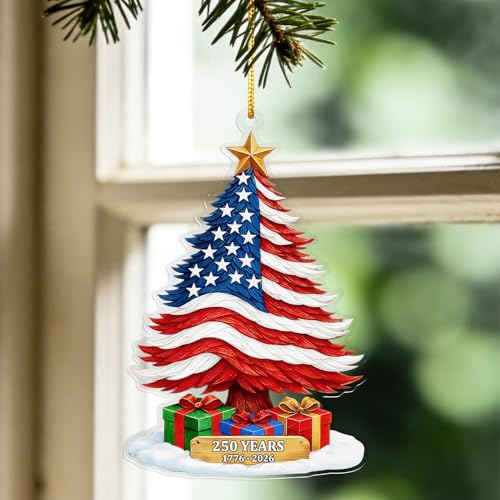 United States 250th Anniversary Ornament, 2D Acrylic 1776 2026 250 Years Anniversary USA Christmas Tree Ornament, America 250 Years Decorations for US Citizens - Thumbnail 3