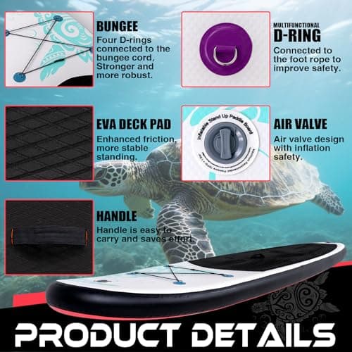 FunWater Inflatable Stand Up Paddle Board with Premium SUP Paddleboard Accessories, Anti-Slip EVA Deck, Paddle Boards for Adults & Youth of All Skill Levels - Thumbnail 3