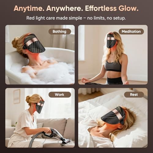 LED Light Therapy Mask, Portable and Ultra-Light Red Light Therapy Mask for Face, Wireless LED Face Mask Light Therapy with Near-Infrared Red Light, Rechargeable, 10 Min-Timer, Ideal Gift for Women - Thumbnail 4