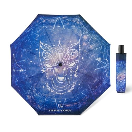 Natuquebrela Compact Small Collapsible Umbrella - Lightweight Automatic Pocket Foldable Umbrellas Cute Sun Rain Horoscope Collapsible Umbrella for Women - Image 1
