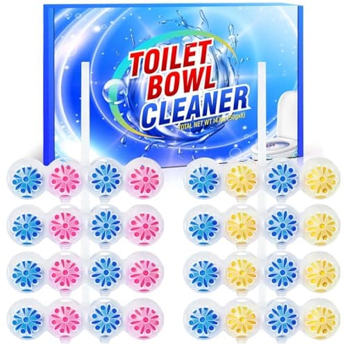 STRN Toilet Bowl Cleaners Rim Hanger, Toilet Bowl Cleaning Balls, Lemon & Magnolia Scents, Toilet Bowl Freshener, 8 Packs(32 balls) - Image 1