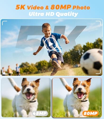 5K 80MP Digital Camera for Photography, Point and Shoot Vlogging Camera with Dual Screen, 18X Zoom & Auto Focus, Compact Camera for Kids Teens Beginners, IMX258 Sensor, Webcam Mode, Black - Thumbnail 2