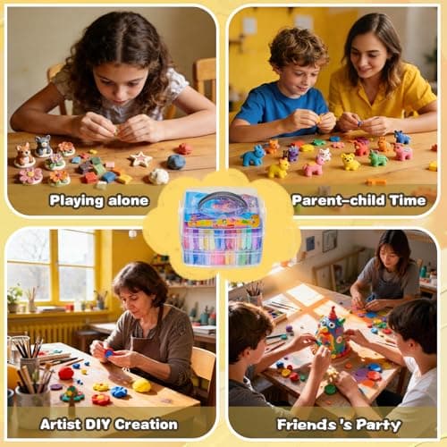 Ixiaoyoo 60 Colors Polymer Clay, DIY Modeling Clay Starter kit for Kids, Oven Baked Model Clay Art & Crafts Toys with Sculpting Tools, Non-Sticky, Birthday & Christmas Gift for Kids & Adults Artists - Thumbnail 5