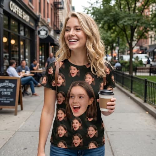 Personalized Prank Photo Customized T-Shirt - Customized Clothing Featuring Your Photo | Suitable for Parties, Gatherings, as a Surprise Appearance Black - Thumbnail 4