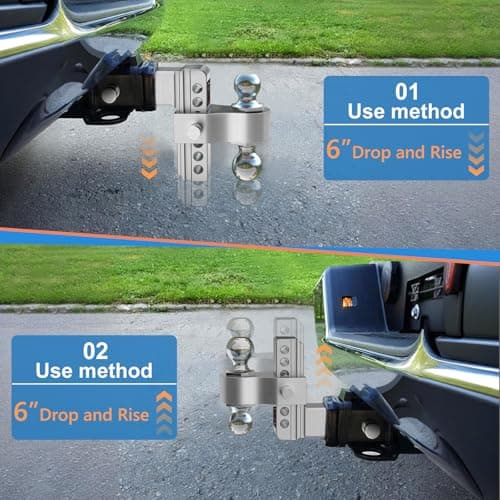 Vullteeon Drop Hitch (for 2.5 Inch Receiver), 6in Adjustable Trailer Hitch - Thumbnail 3