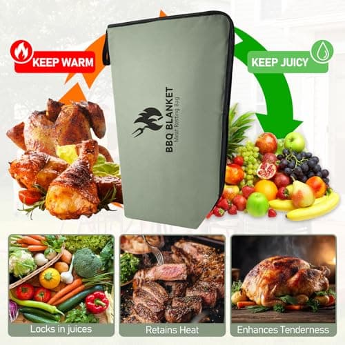 BANGIE BBQ Blanket for Resting Meat, Seamless Leakproof Smoker Bag, Insulated Meat Resting Bag for Large Brisket & Turkey, Grease-Resistant Smoker Accessories Gift for Men Dad Husband, 21in (Green) - Thumbnail 6
