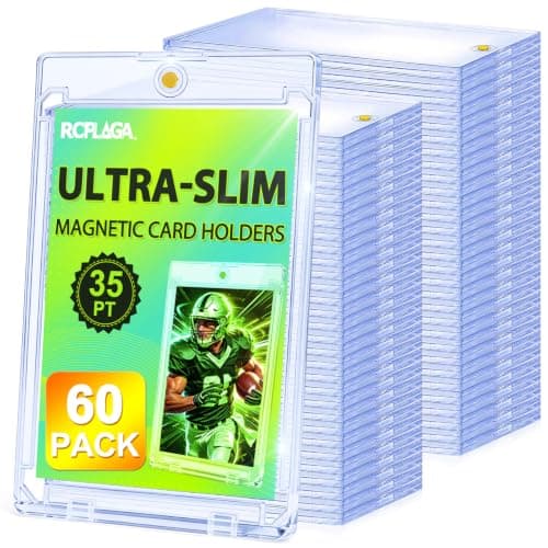60ct Ultra Thin Magnetic Card Holders 35pt One Touch Baseball Card Holder - Image 1