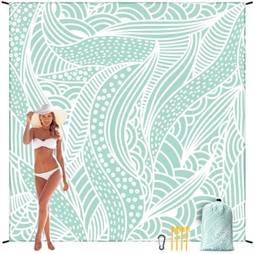 HIHOHO Beach Blanket, Sandproof Beach Mat, Waterproof Quick Drying Lightweight Outdoor Aztec Picnic Mat 79" X 83"/120"x108" for 2-8 Adults for Travel, Camping, Hiking - Image 1