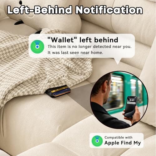 NavmmSenn for Magsafe Wallet Find My with Tracker, RFID Blocking Magnetic Wallet for iPhone 17/16/15/14/13/12 Series, 6 Cards Holder, Adjustable Stand, Rechargeable Mag Safe Wallet for Minimalist Men - Thumbnail 2