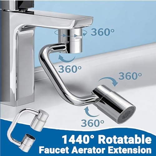 Faucet Extender for Bathroom Sink, Dual Modes Bubble Stream & High Pressure Spray, 1440° Rotation 4 Connector Foldable Design, Fits Most Faucets for Kitchen Bathroom Sink, Splash Proof Water Saving - Thumbnail 2