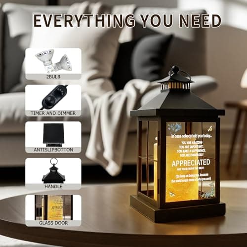 Candle Warmer Lamp with Timer,Lantern Warmer Compatible with 3 Wick Candles,Vintage Dimmable Lamp Candle Warmer Lantern with Glass Motivational Quote Desk Sign Decor Home Office Desk Decor - Thumbnail 3