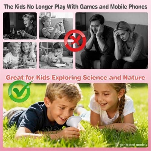 Pocket Kids Microscope for Over 3 Years Old, 1000X Handheld Microscope for Kids w/2''IPS Digital, Photo Video Mini Portable Microscopes, Science Edu Digiscope,Christmas Birthday Gifts for Kids - Thumbnail 6