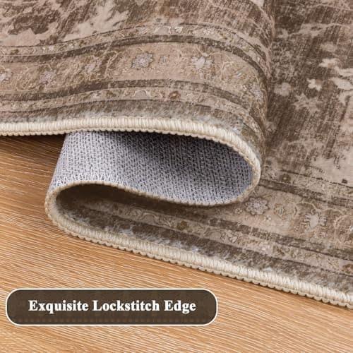 Ileading Kitchen Rugs Sets of 2 Non Slip, Washable Kitchen Mats for Floor with Rubber Bottom, Farmhouse Kitchen Carpet Runner Set for Office, Sink, Laundry, Taupe Brown - Thumbnail 5