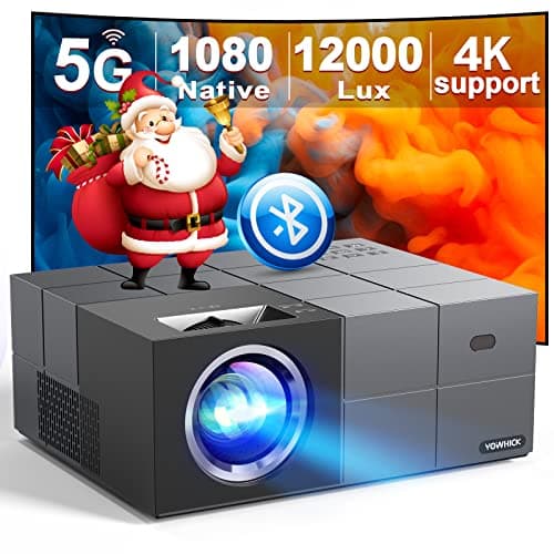 Projector with WiFi and Bluetooth,12000LM Native 1080P Outdoor Projector, YOWHICK Portable Movie Smart Projector, Home Projector 4K Supported for Phone/TV Stick /HDMI/USB Gift Ideas - Image 1