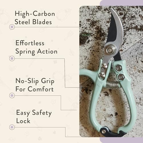 Modern Sprout Hand Pruners - Lightweight Pruning Shears W/Easy Lock- Gardening Scissors - Bypass Sharp Carbon Steel Blade - Rust Resistant - Garden Tools - Reusable Holster - Lavender - Thumbnail 4
