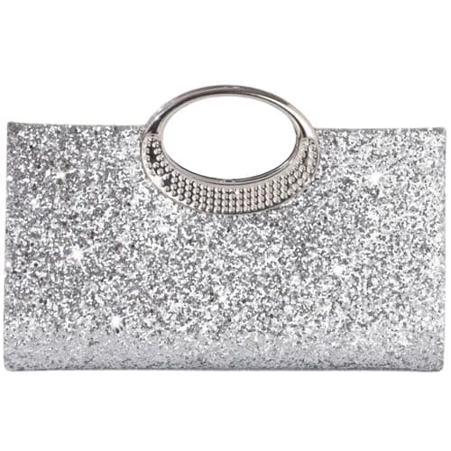 LUKLUKTAISUN 2026 Glitter Sequin Clutch Purse for Women Elegant Bling Paillettes Evening Bag Sparkle Polyester Handbag(Silver) - Image 1