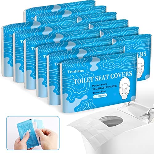 TenFans Flushable Water-Soluble Toilet Seat Covers (120 Pack) - Disposable Toilet Paper Liners for Kids Potty Training, Adults & Travelers - Public Restroom & Camping Essentials - Image 1