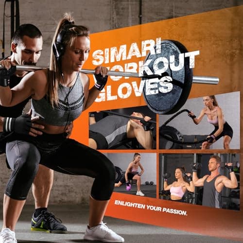 SIMARI Workout Gym Gloves for Men Women, Weight Lifting Gloves with Wrist Wrap Support, SBR Pad Grip for Full Palm Protection, for Exercise, Fitness, Dumbbells, Barbell, Climbing, Fingerless - Thumbnail 6