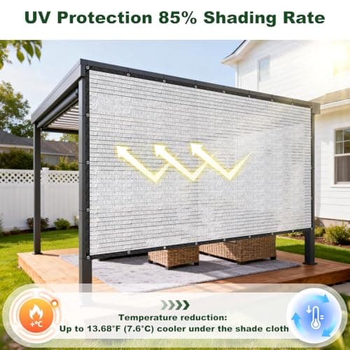Aluminet Shade Cloth, 85% Heat Reflective Tarp for Blocking Sun with Reinforced Stainless Steel Grommets for Pergola Shade Cover, Garden, Cars, Dogs, Greenhouse, 6x8FT - Thumbnail 4