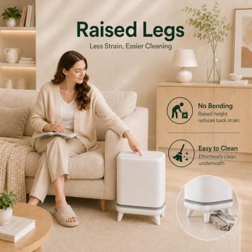 JUDRDO Bathroom Trash Can with Lid, 3.2 Gallon Small Garbage Can with Pop-Up Lid & Air-Pressure Bag Lock, Slim Trash Bin with Legs, Narrow Waste Basket for Bathroom, Bedroom, Kitchen, Office, Rv - Thumbnail 6