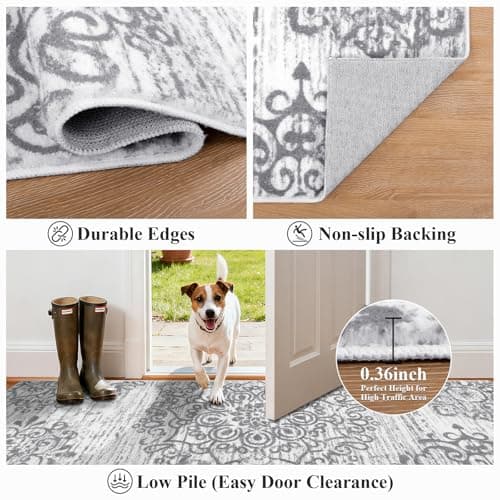HEBE Hallway Runner Rug 2'x6' Washable Vintage Kitchen Rugs Non Slip Laundry Rug Runner Distressed Boho Floor Carpet Runners for Hallways Entryway Laundry Room Kitchen Bathroom - Thumbnail 3